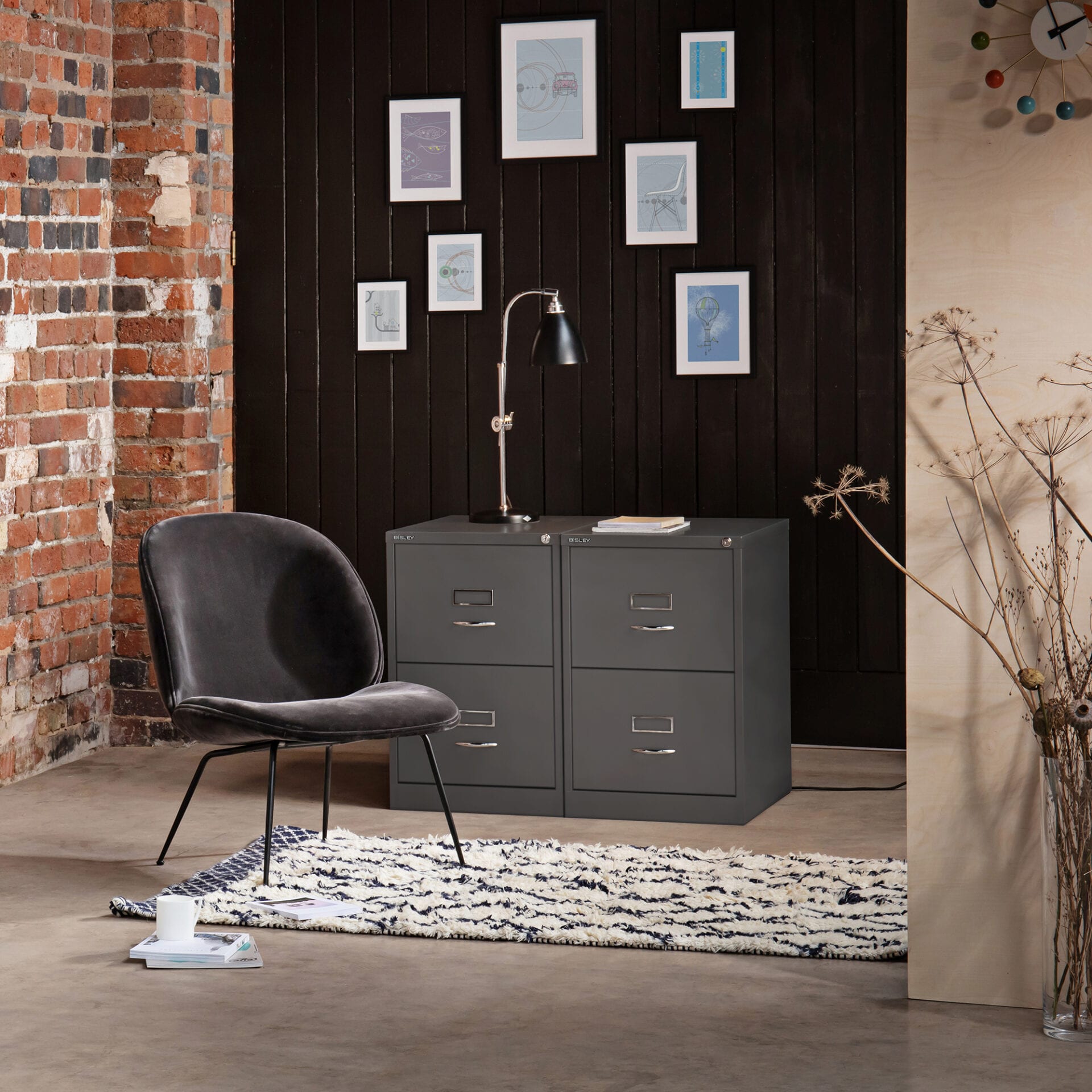 Office Hippo Bisley Classic Four Drawer Filing Cabinet Black