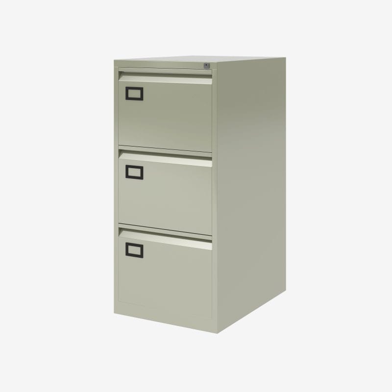 Bisley Foolscap 3 Drawer Grey Filing Cabinet Steel Metal Lockable 2 Keys 99% 