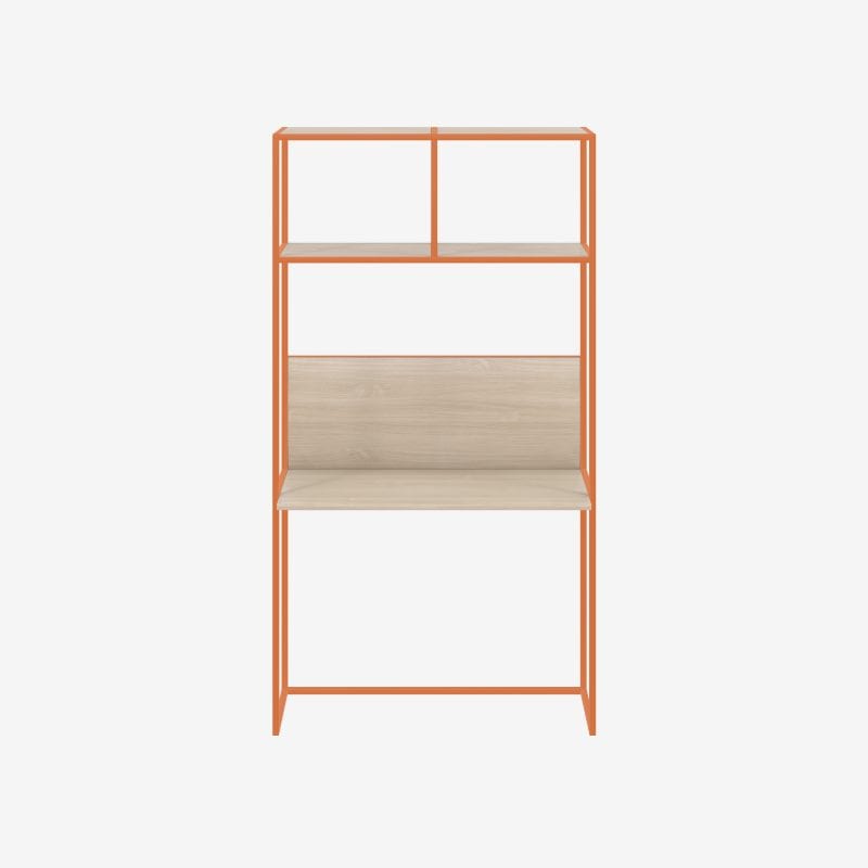 Stylish Steel Framed Home Office Desk with Shelves in Orange | Bisley