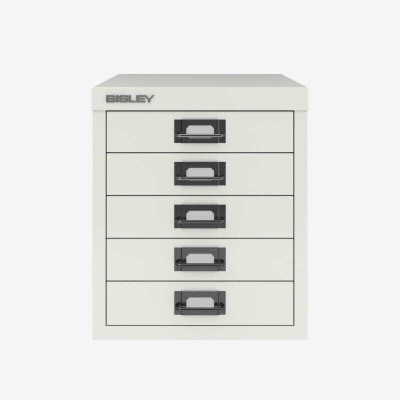 Bisley 5 Drawer Steel Desktop Multidrawer Storage Cabinet, White (MD5-WH)