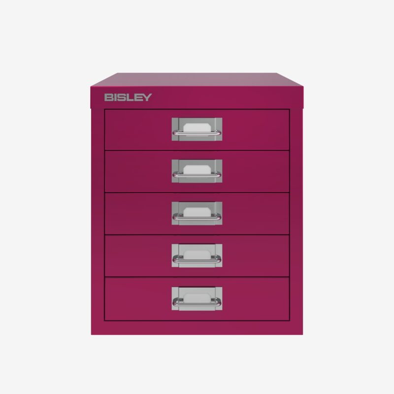 Small Filing Cabinet With 5 Drawers in Berry | A Bisley Design Classic