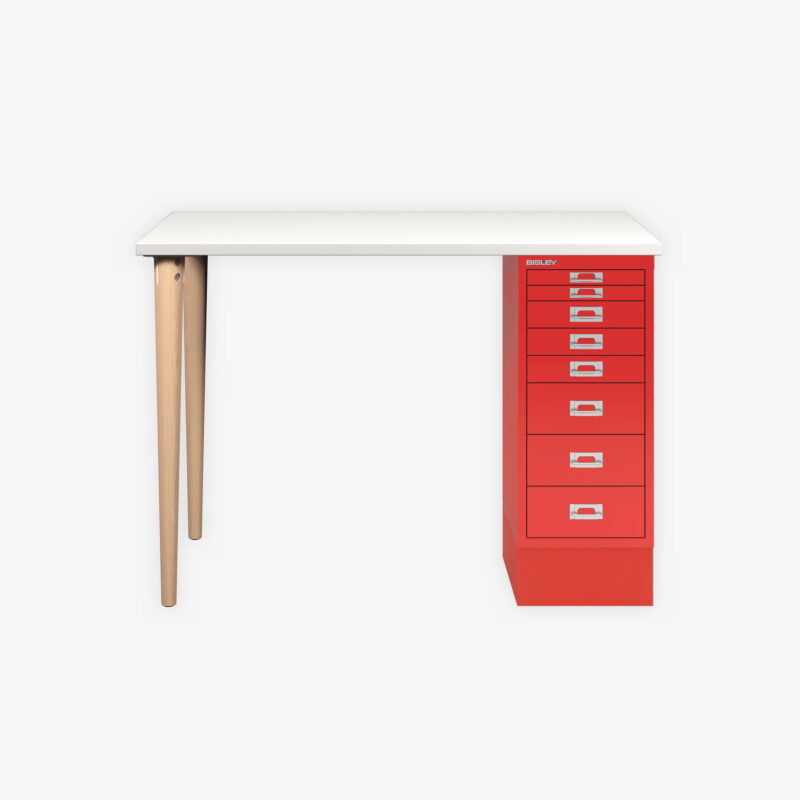 Bisley MultiDesk in Cardinal Red | Desk with Filing Cabinet | Bisley Shop